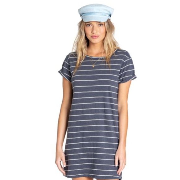 🛍 2 for $25! 🛍 Billabong - Striped Blue Coast - Nautical Tee Dress S - Picture 5 of 9